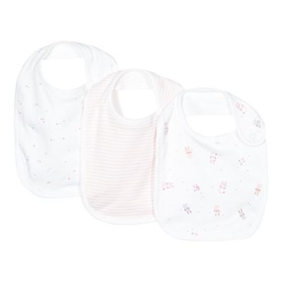 Pack of three babies pink bunny and heart printed bibs
